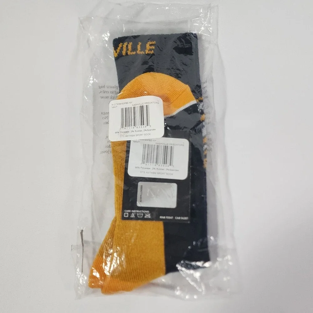 NHL Nashville Predators Socks Mens Womens Sz Large OTS‎ Anthem Sport Navy NEW